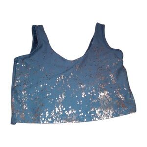 Marika Sports Bra Top - Teal and Blue with Gold Highlights - L - NWT